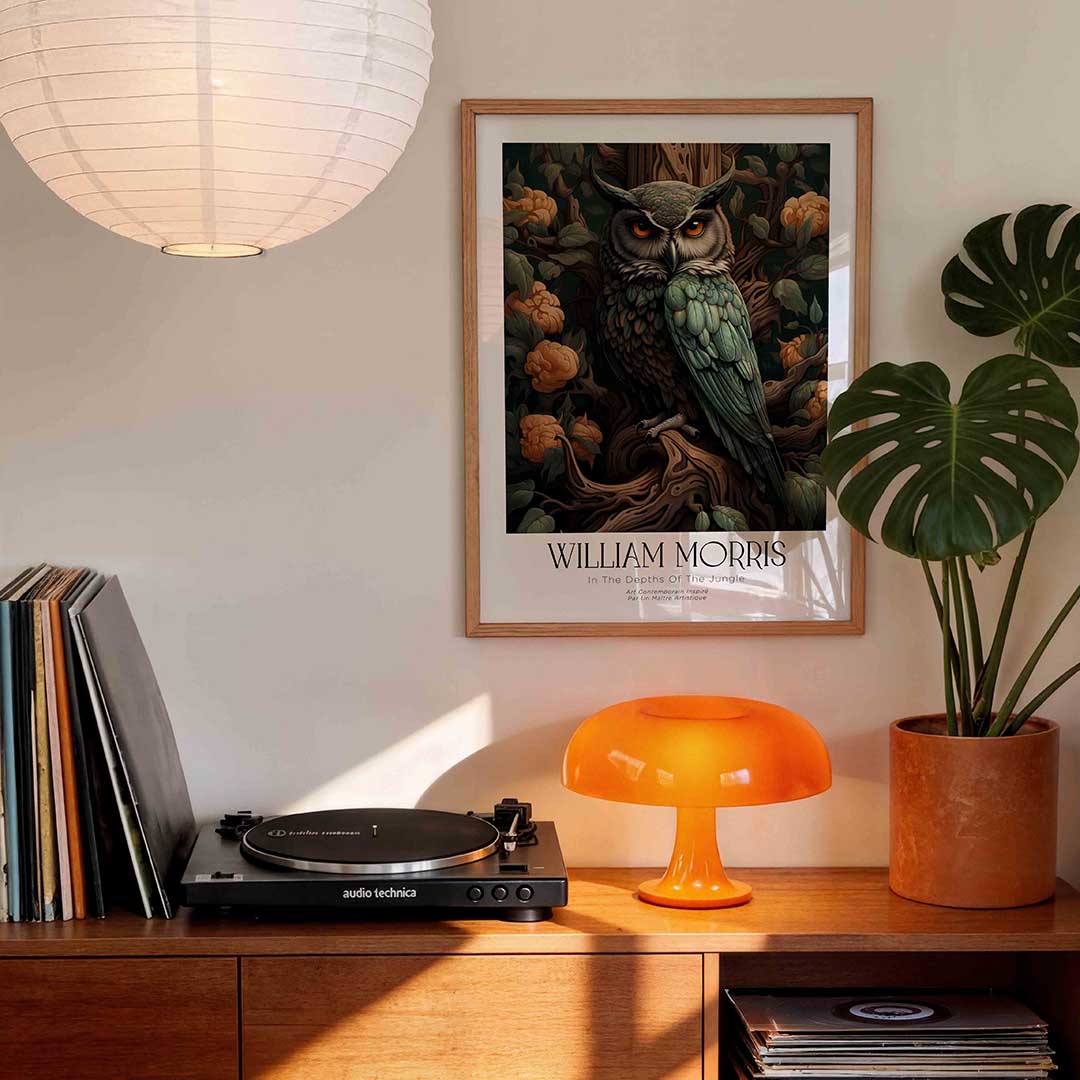 Uil en bloemen Poster