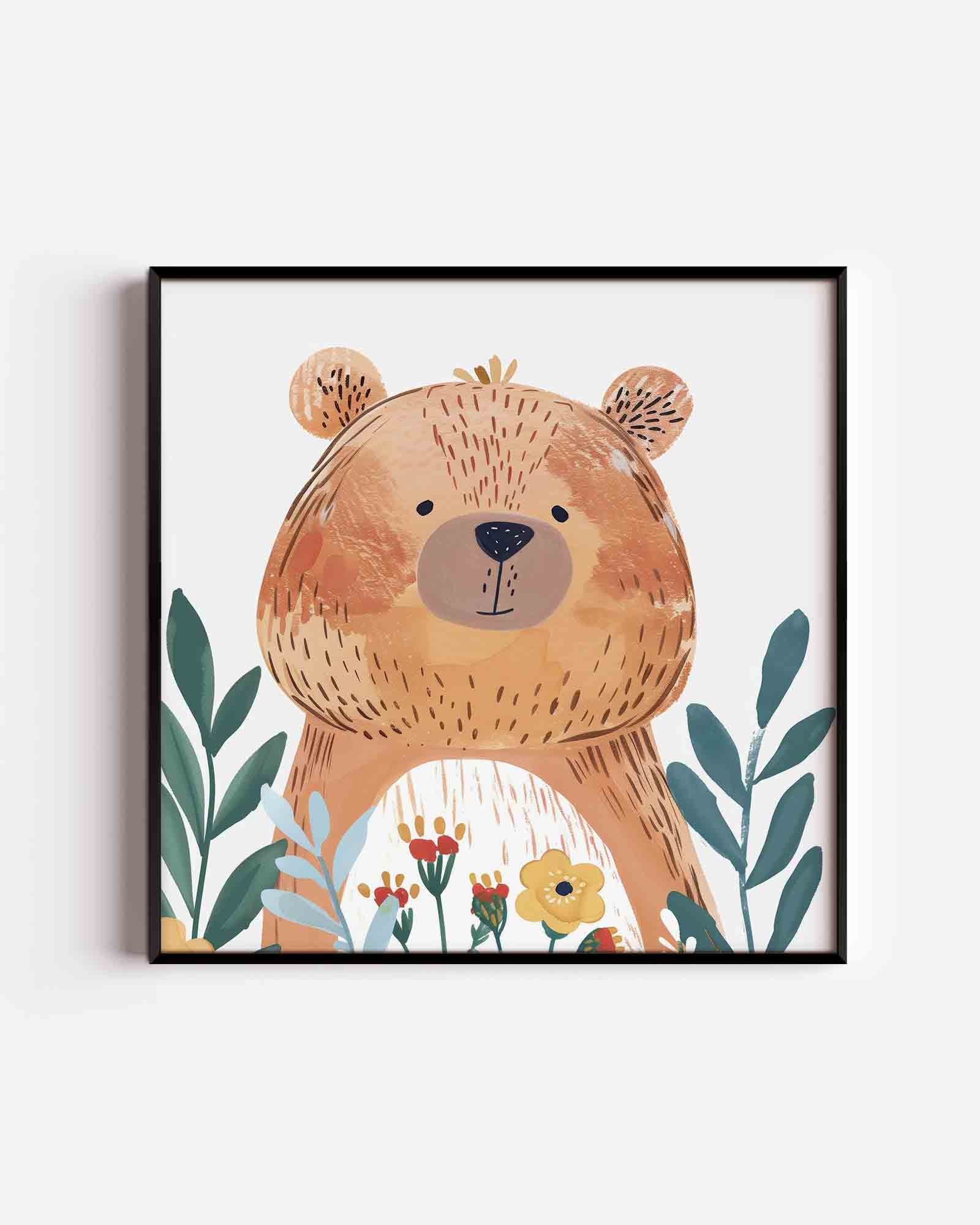 Beer met bloemen Poster
