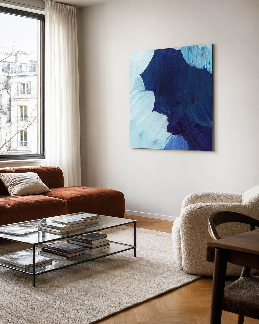 Dynamische blauwtinten Kunstwerk