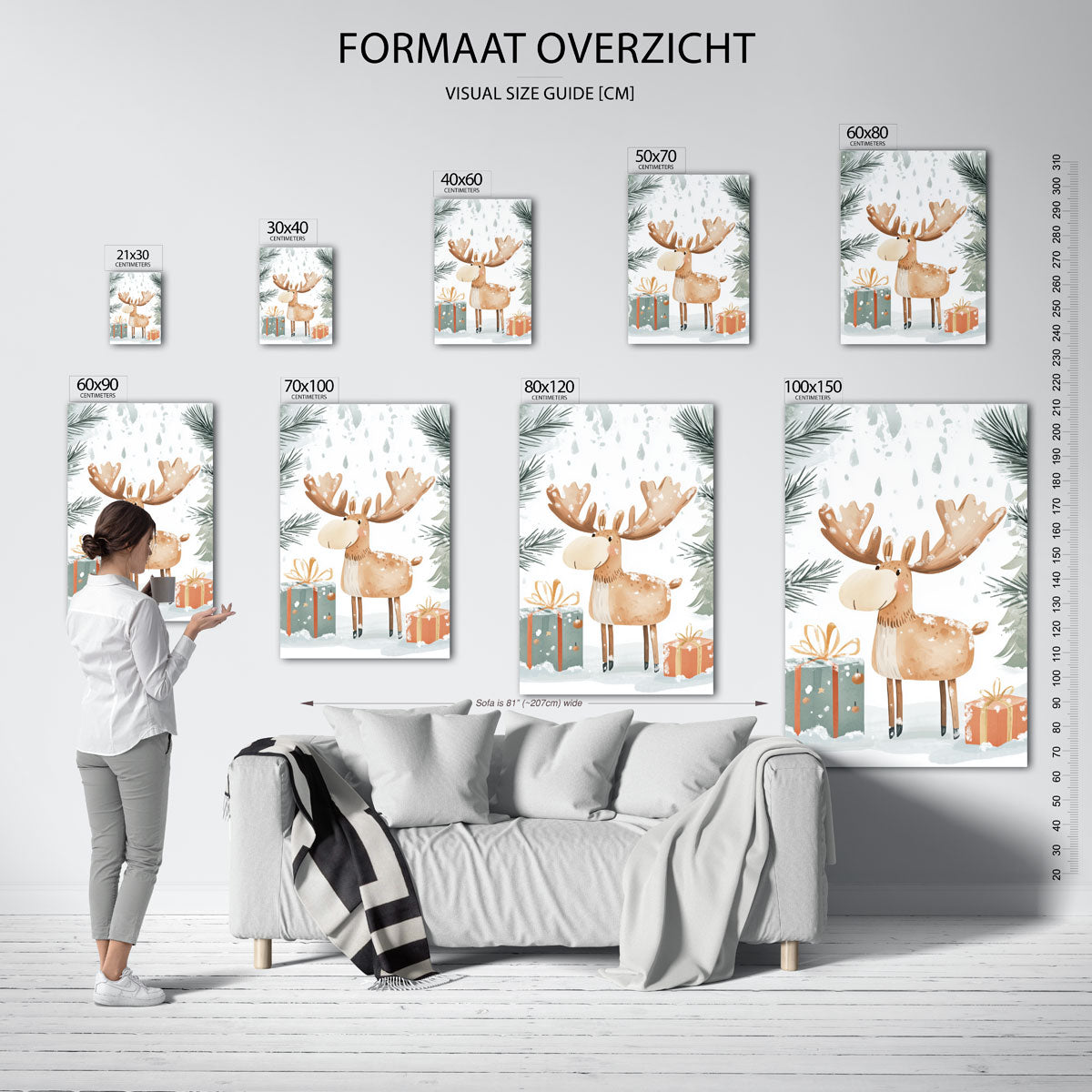 Rendier met cadeaus Poster
