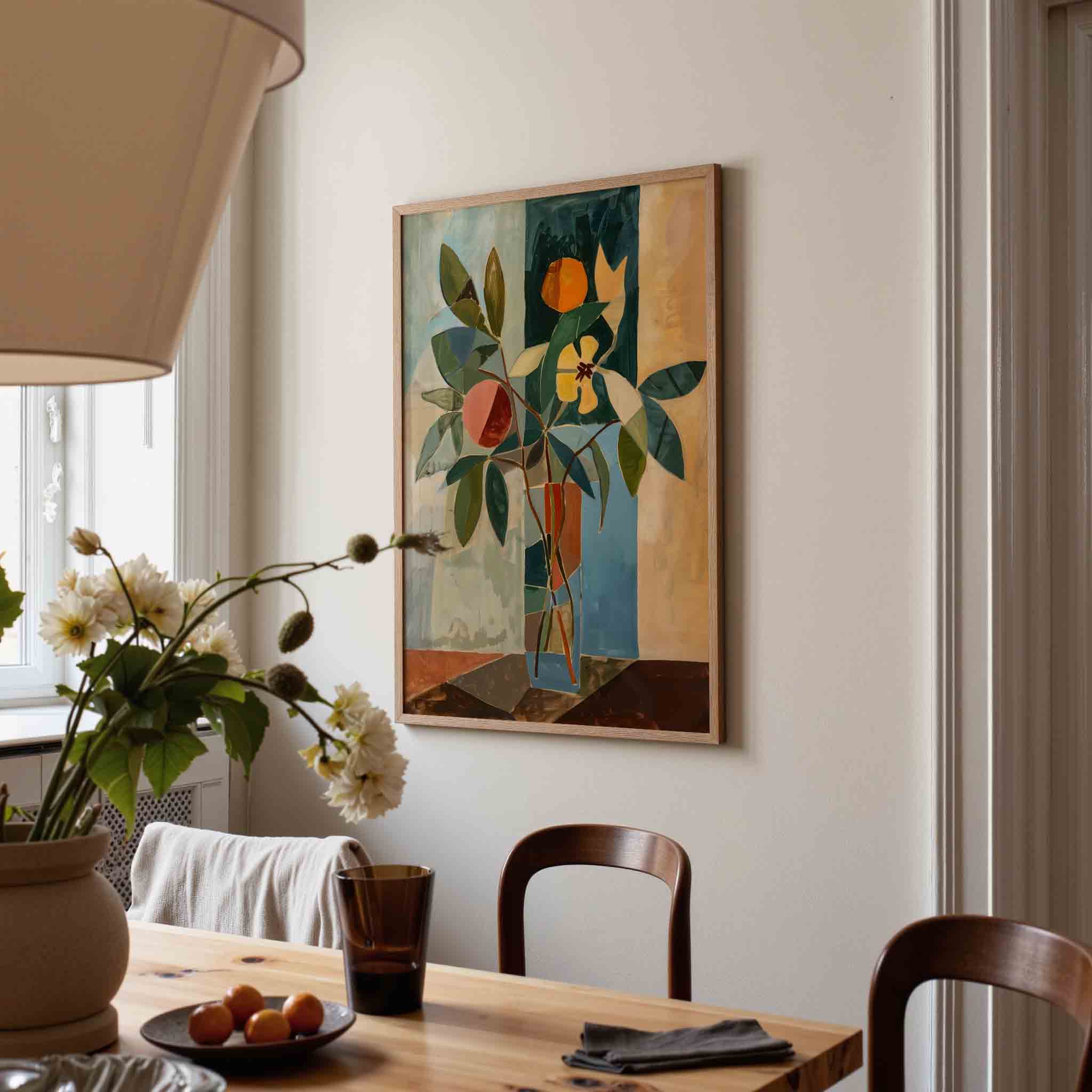 Abstracte bladeren en bloemen Poster
