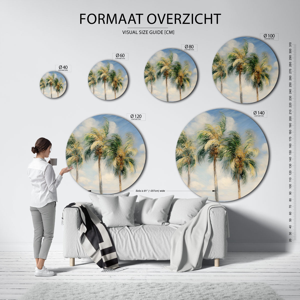 Palmbomen in de wind Muurcirkel