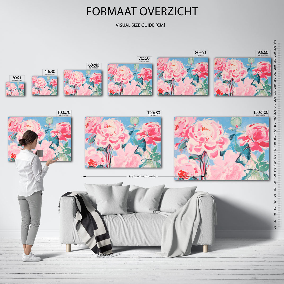 Bloemen in roze en blauw Poster