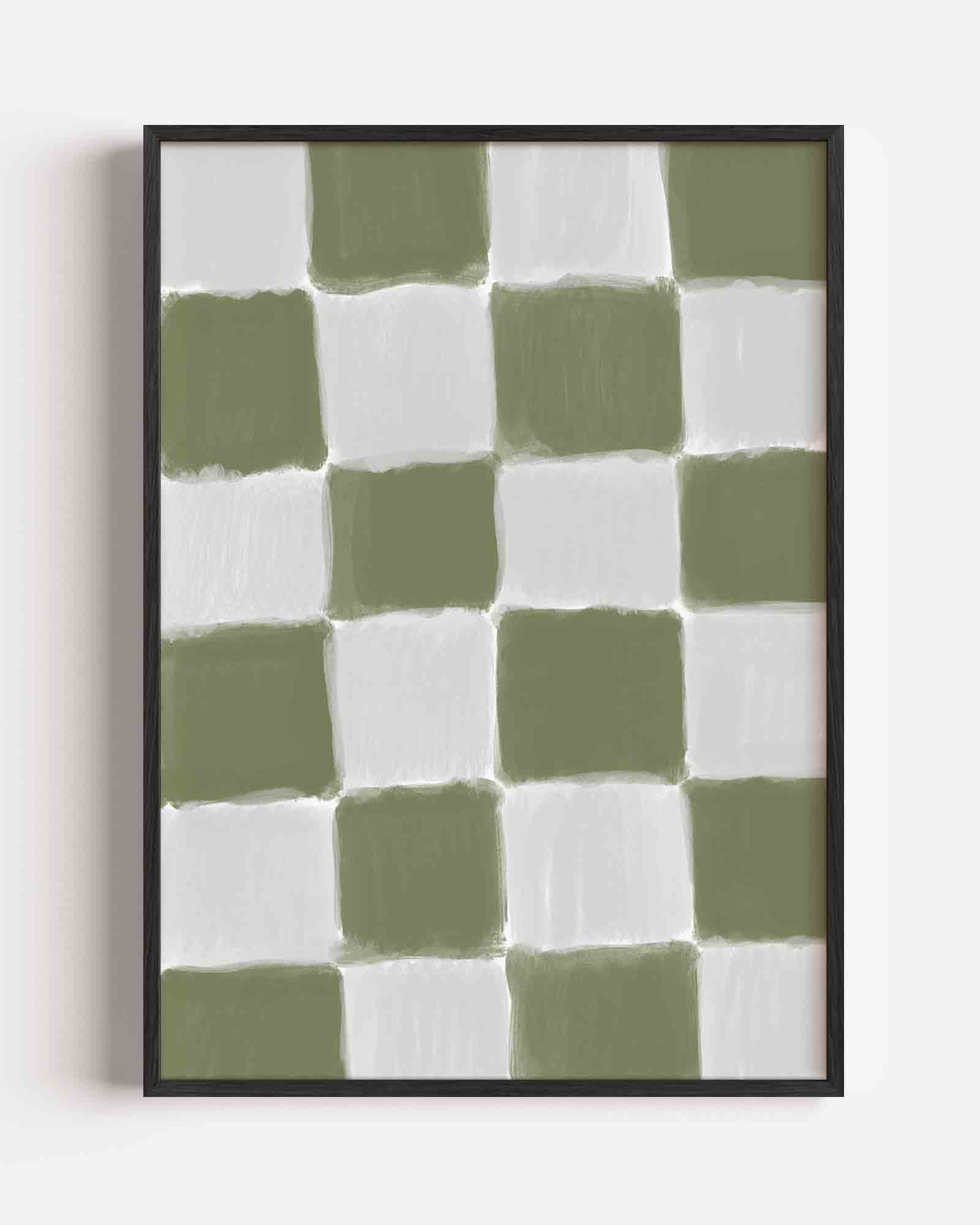 Groen en wit geruite Poster