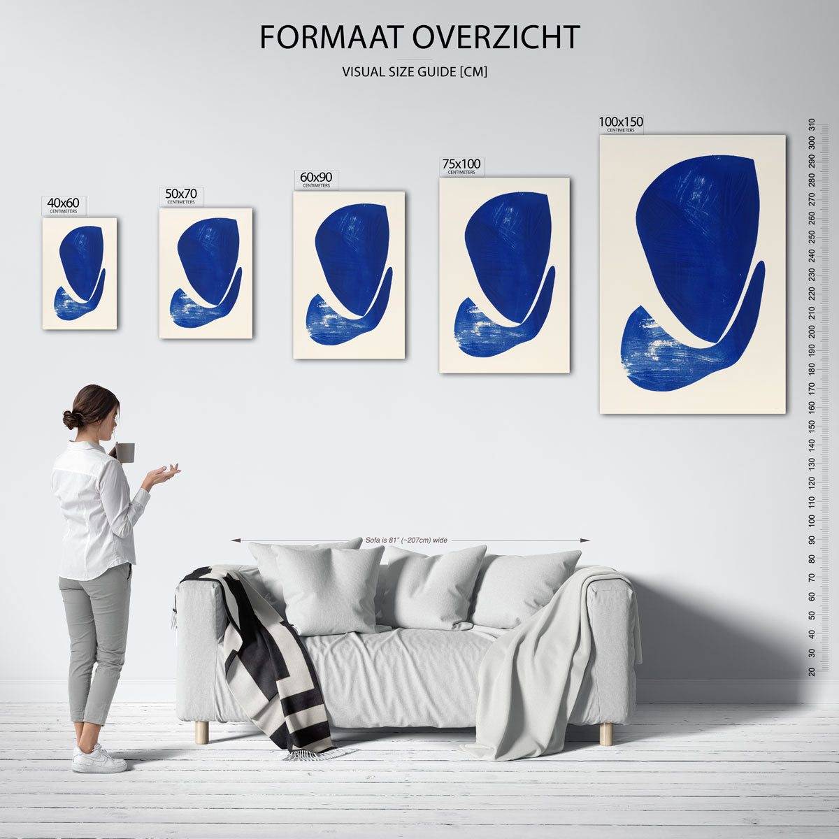 Organische blauwe vormen Kunstwerk