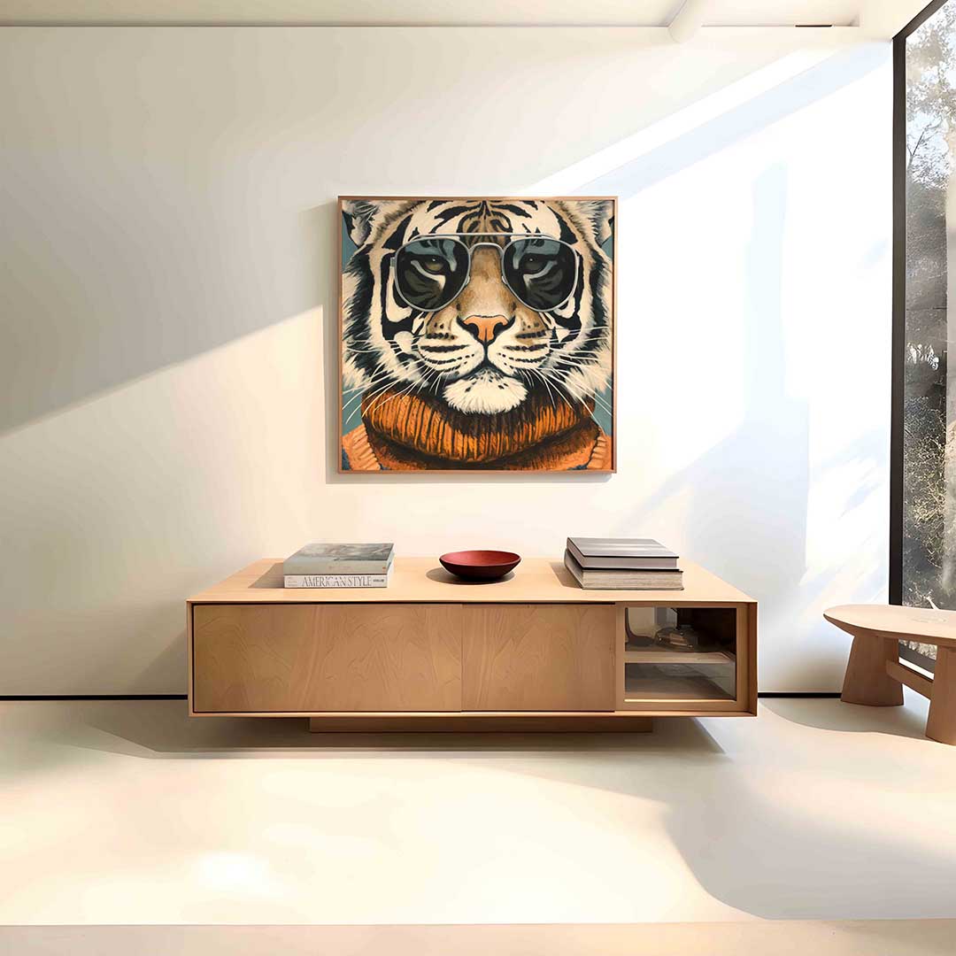 Tijger met zonnebril Poster