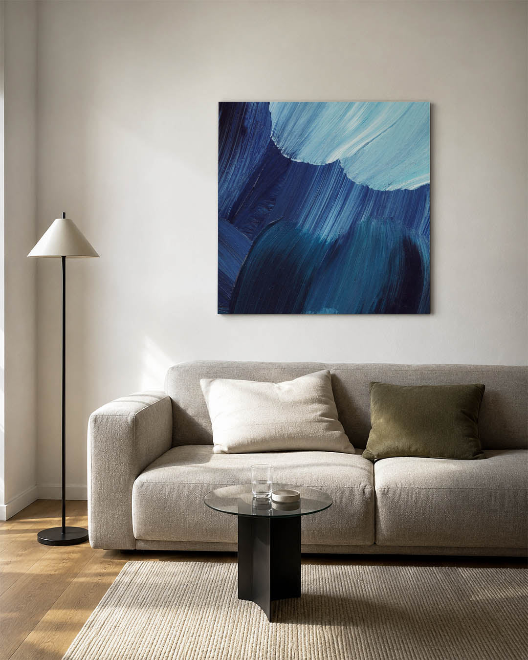 Dynamische blauwe strokes Kunstwerk
