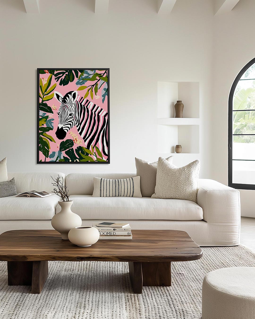 Zebra en bladeren Kunstwerk