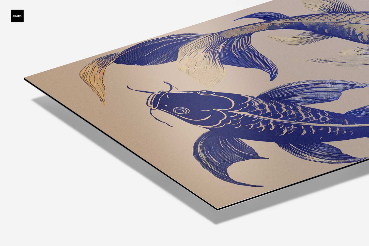 Dancing Koi in Blue Glory Artwork