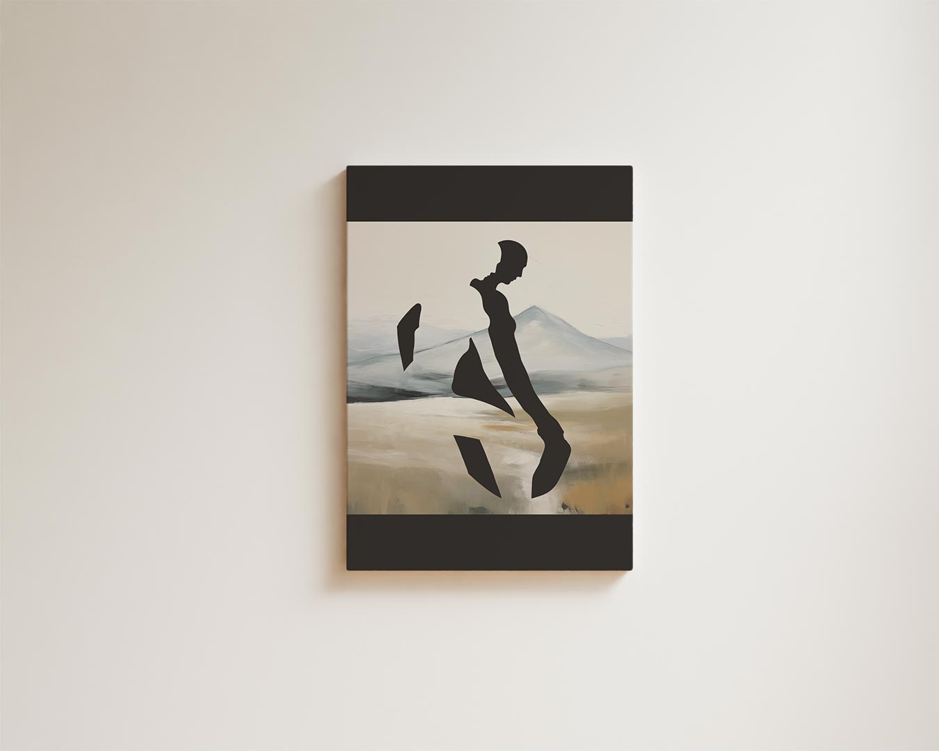 Silhouet in de Bergen Kunstwerk-canvas-dibond-plexiglas-wanddecoratie-WallArtistic