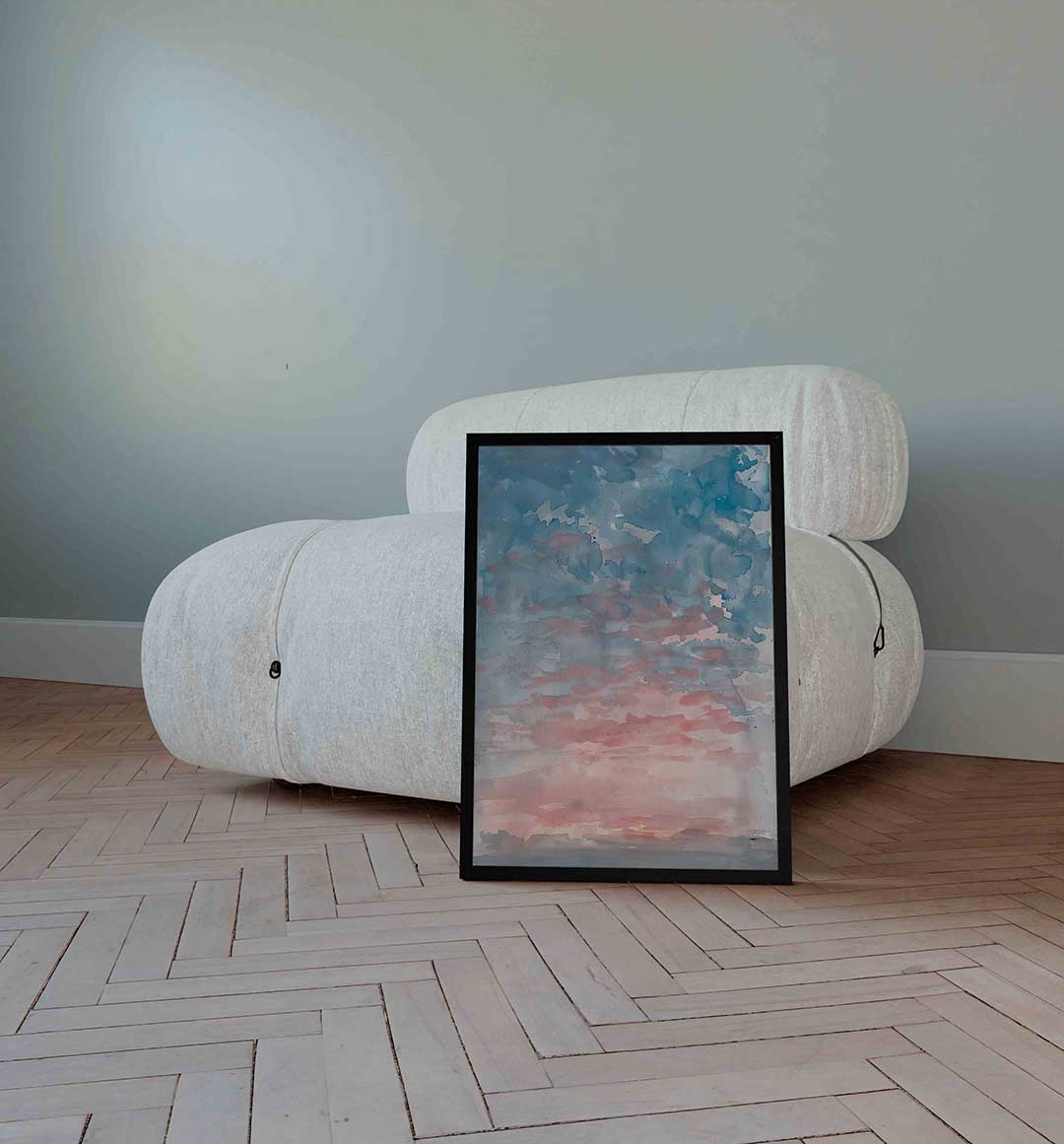 Blauwe en roze lucht Poster