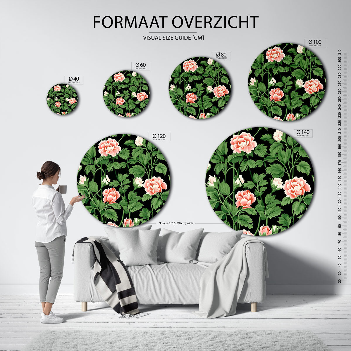 Bloemen en bladeren Muurcirkel
