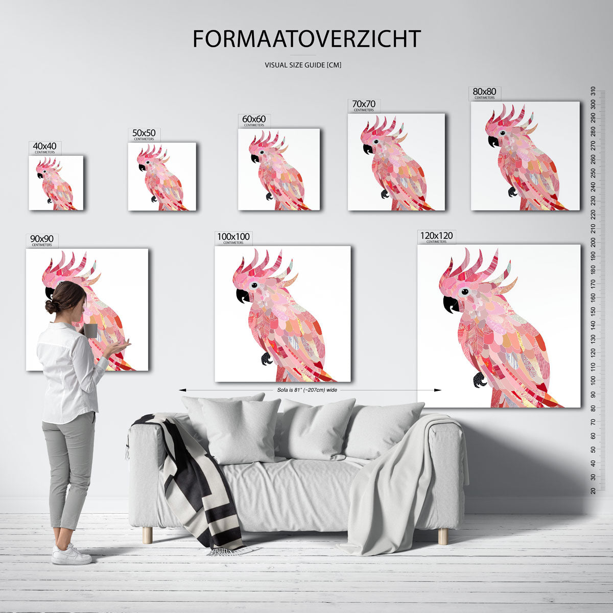 Papegaai in roze tinten Poster