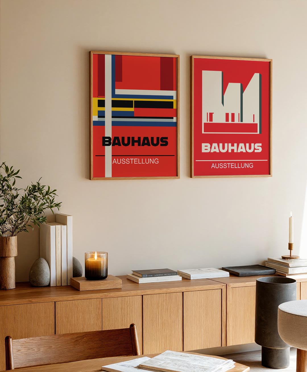 Kleurrijke lijnenspel Posterset