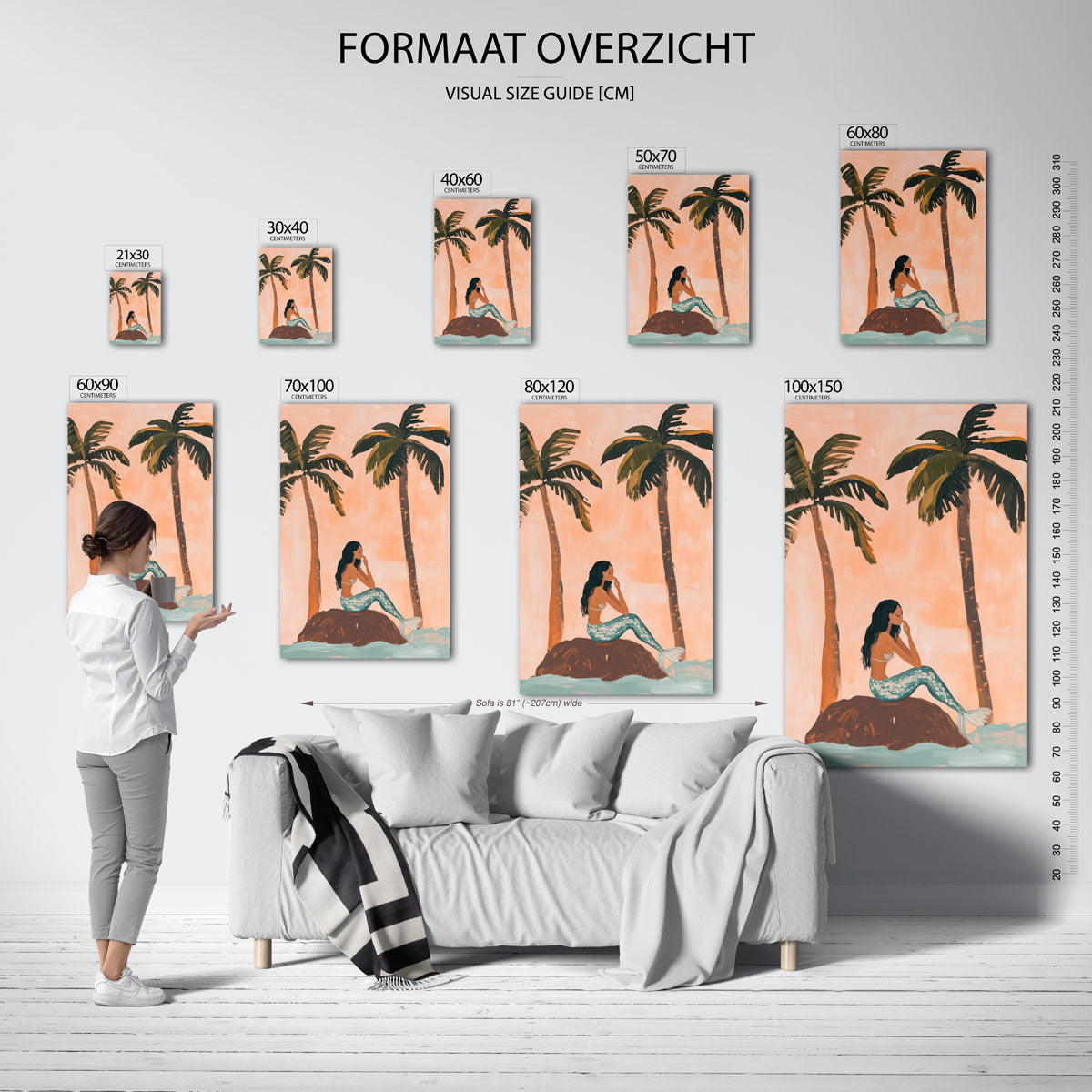 Zeemeermin en palmbomen Poster
