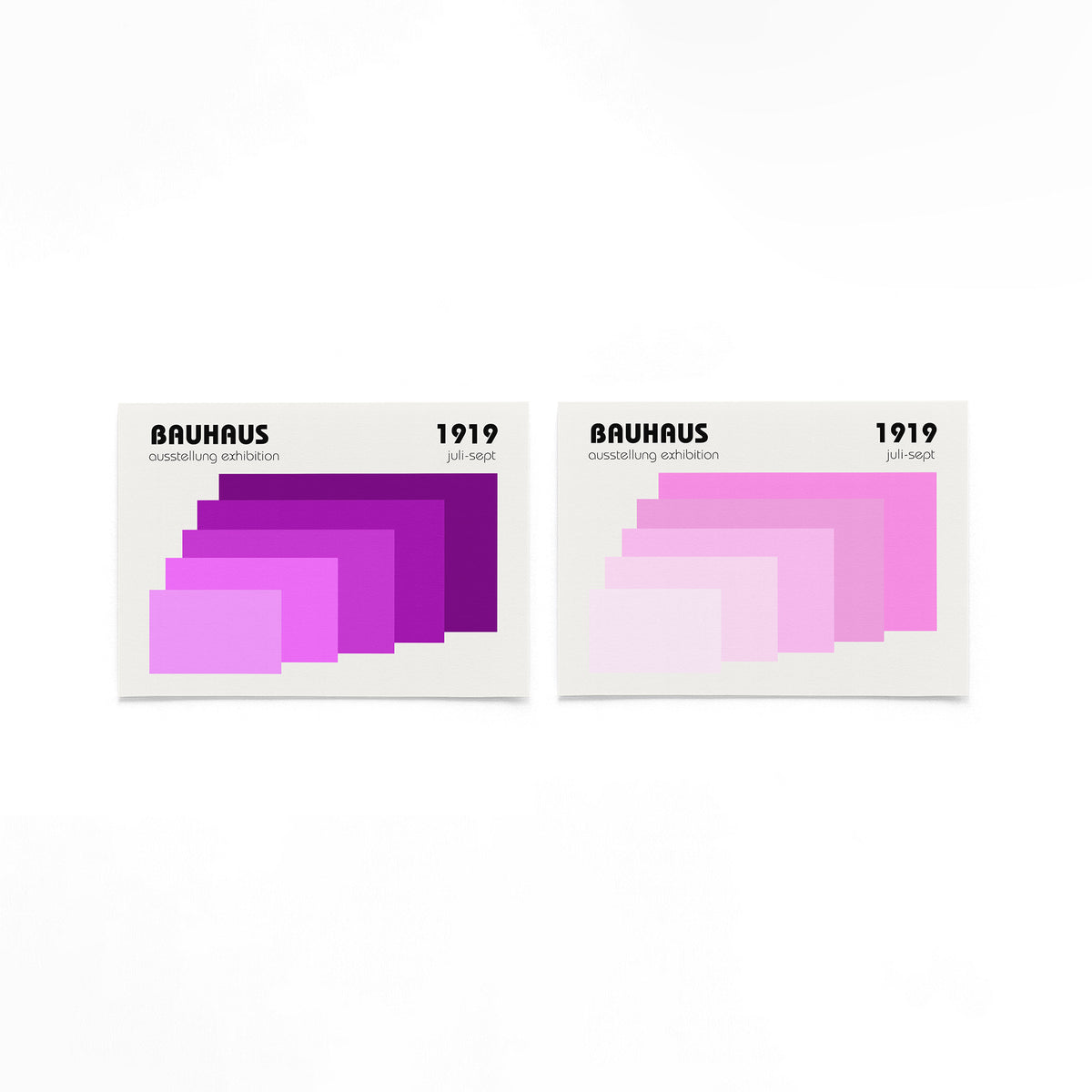 Twee landscape posters met roze en paarse vlakken als vrijstaande productfoto