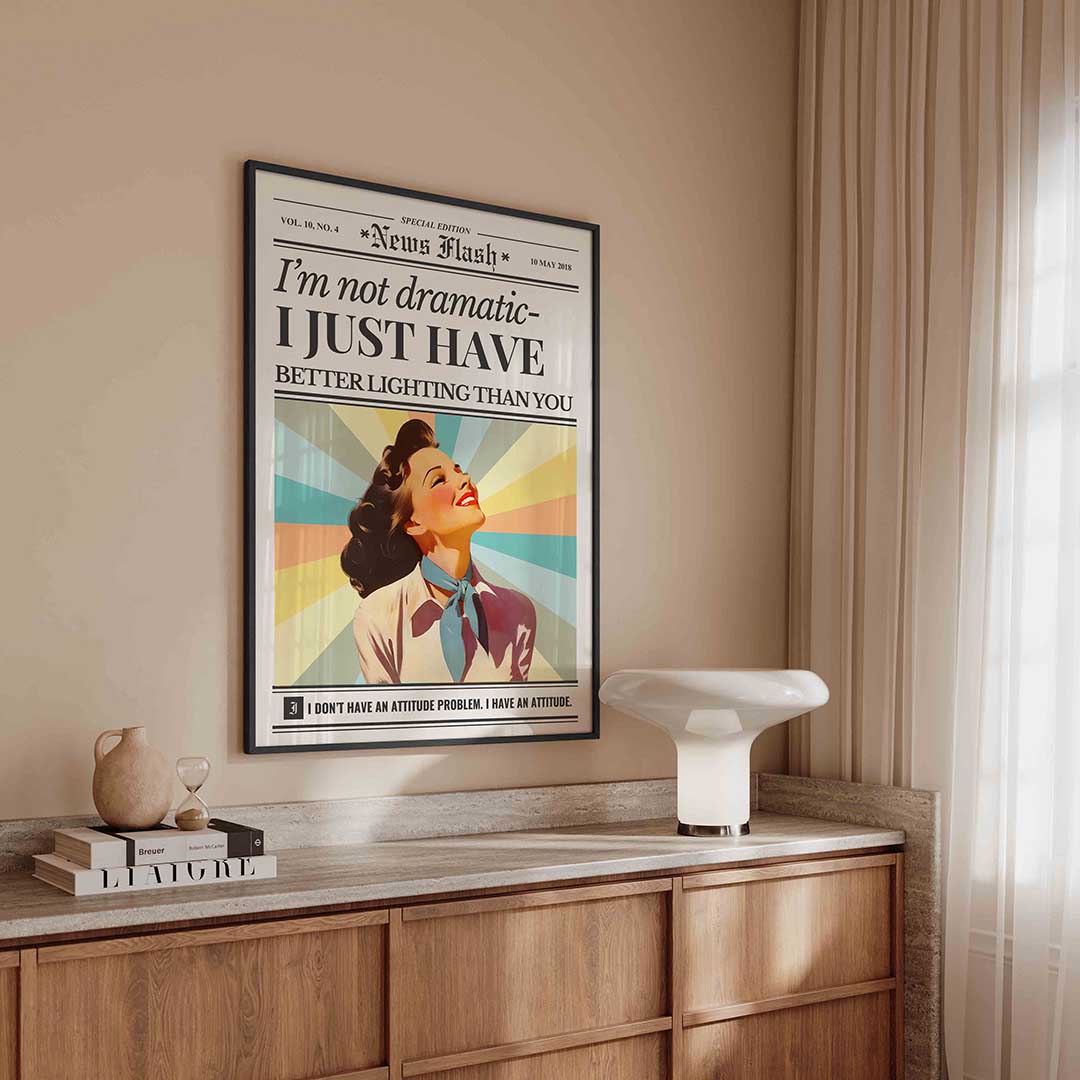 Vrouw met kleurrijke achtergrond Poster