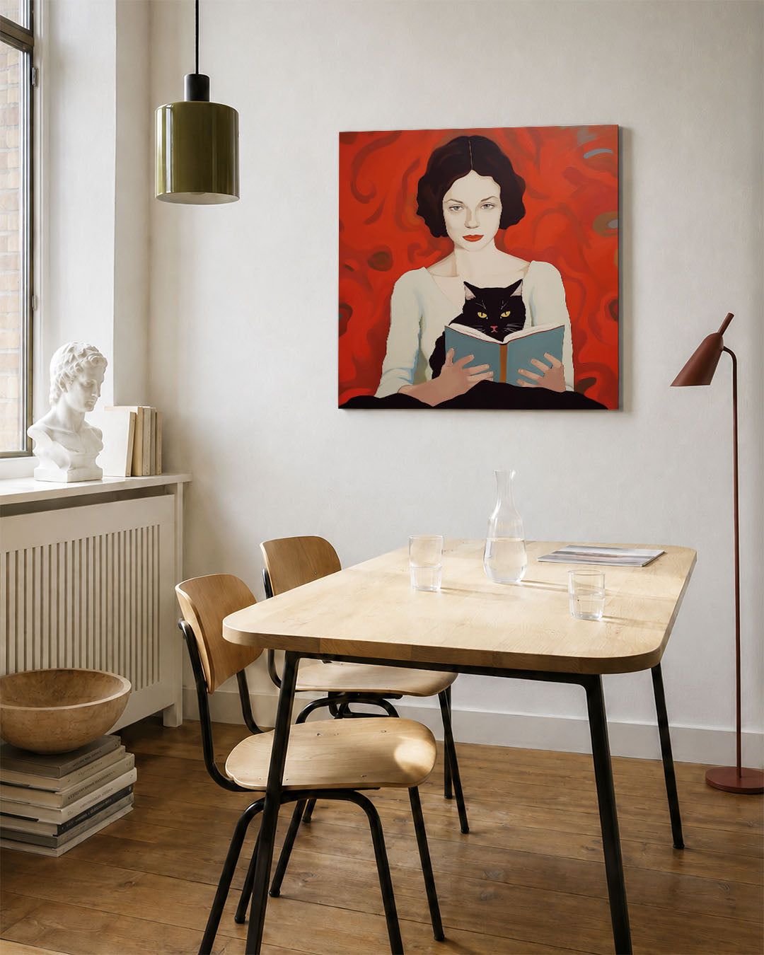 Vrouw met kat Kunstwerk