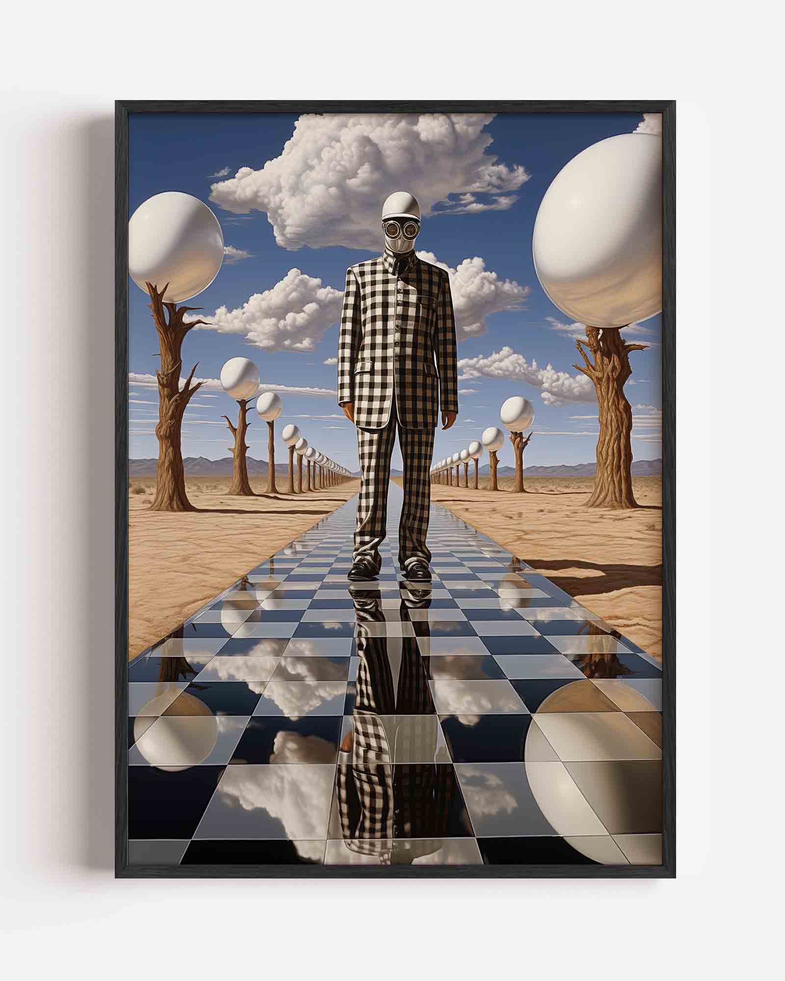 Geblokte figuur en bollen Poster