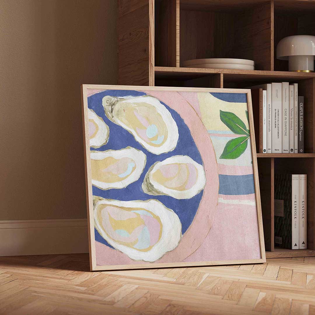 Oesters op bord Poster