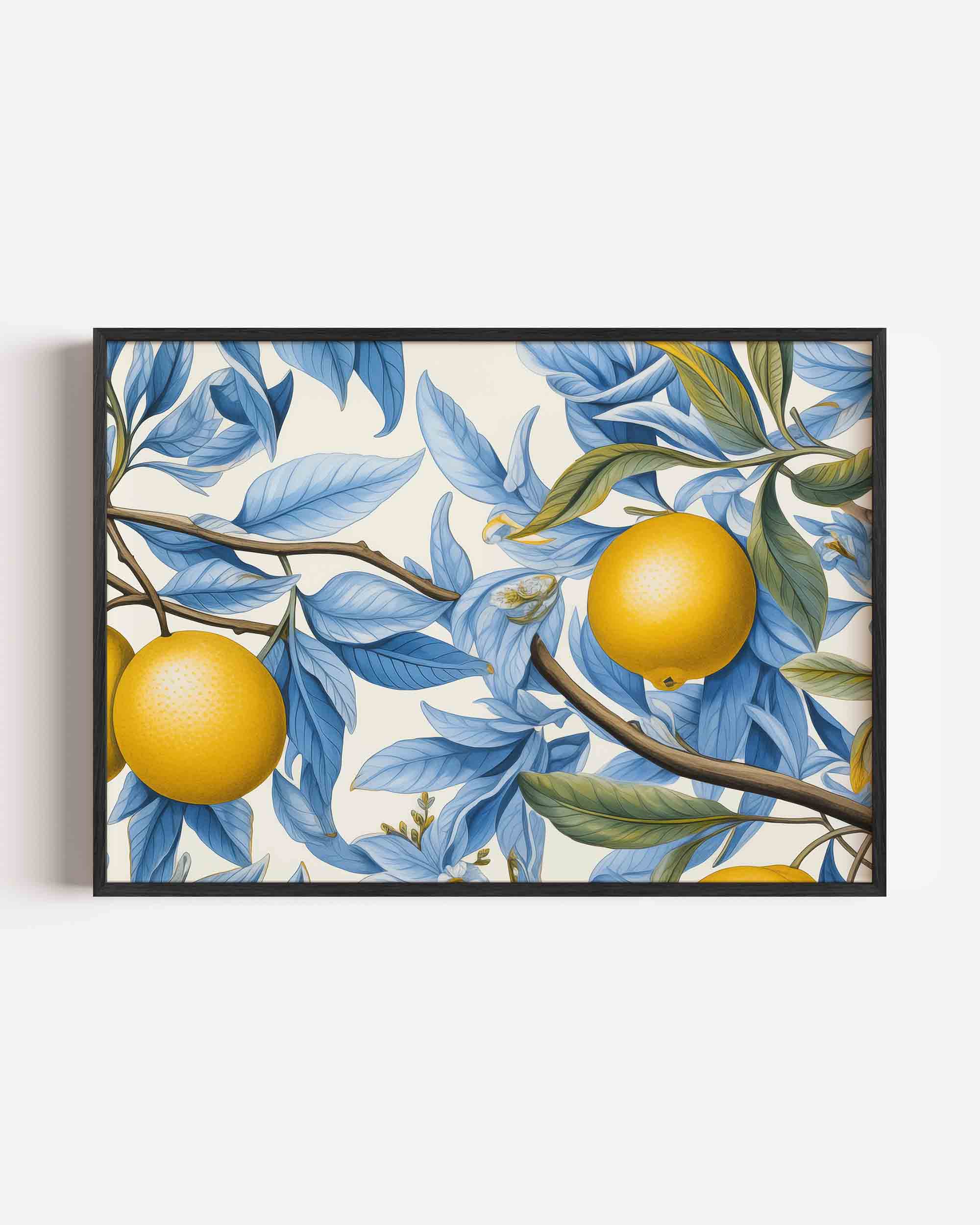 Citroenen en blauwe bladeren Poster