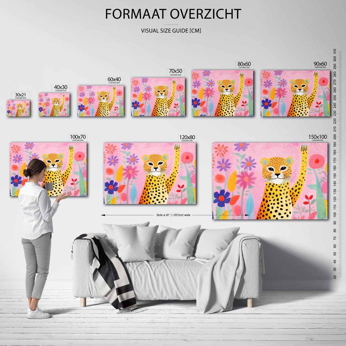 Luipaard en bloemen Poster