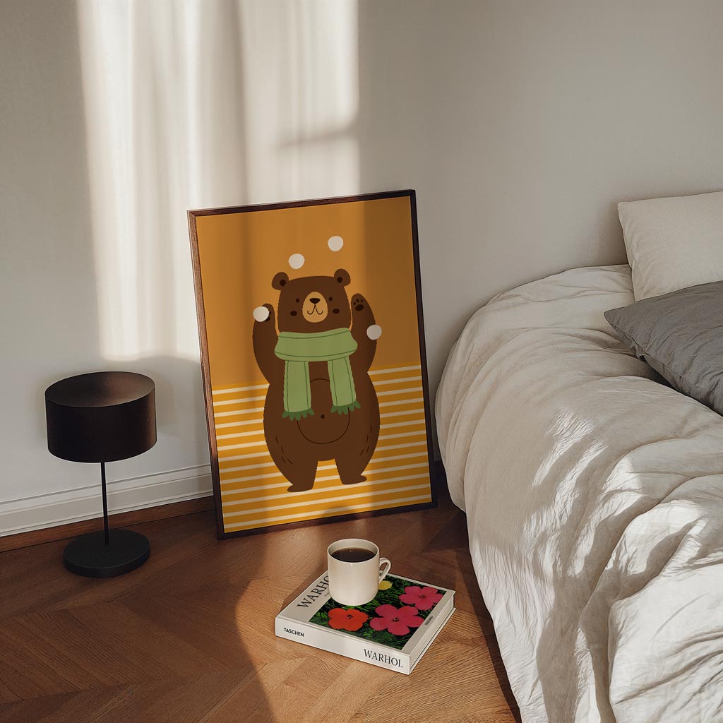 Schattige Berenposter Met Sjaal Poster-WallArtistic
