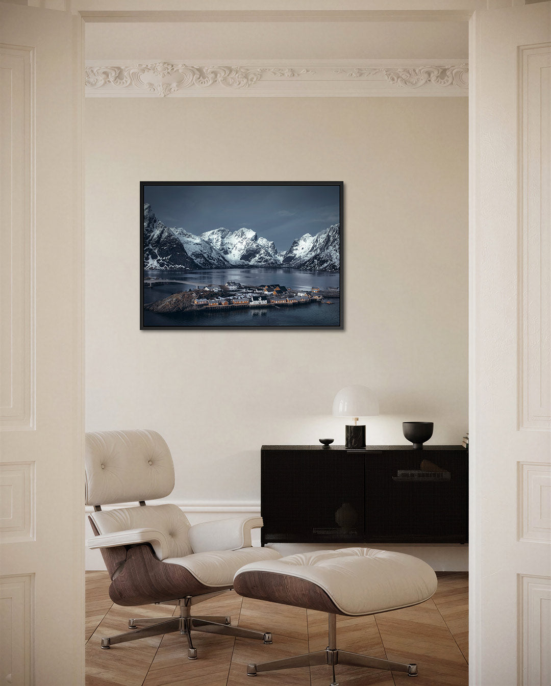 Berglandschap met dorp Kunstwerk