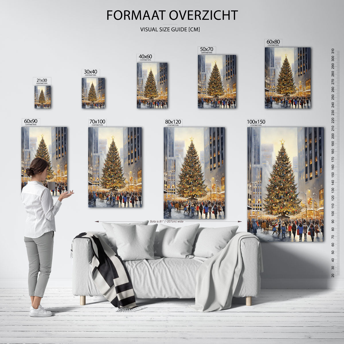 Kerstboom in stadsplein Poster