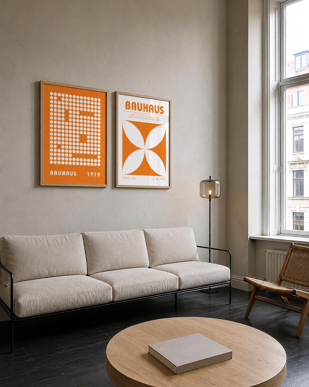 Cirkelpatroon en oranje Posterset