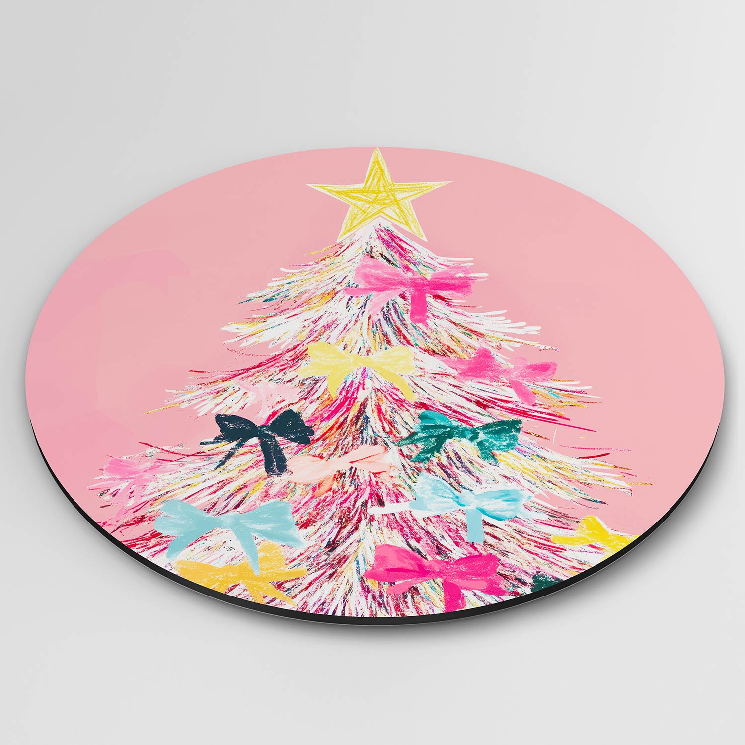 Kerstboom met strikken Muurcirkel