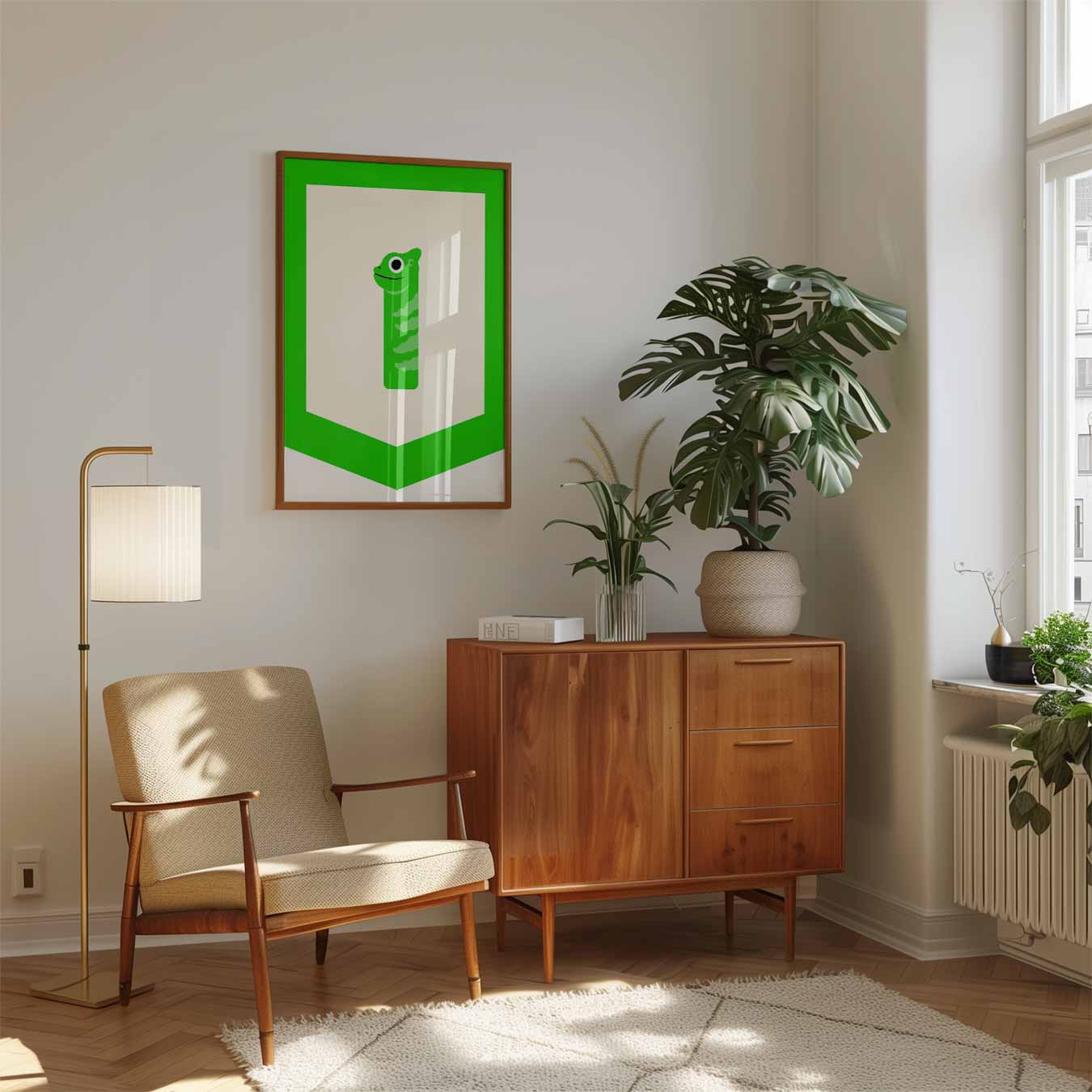 Vrolijke Kameleon Kunstposter-WallArtistic