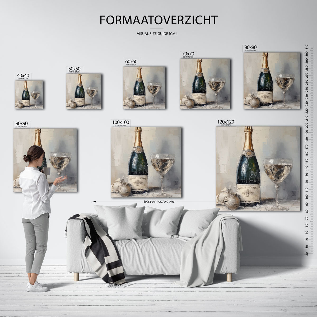 Champagnefles en glas Poster