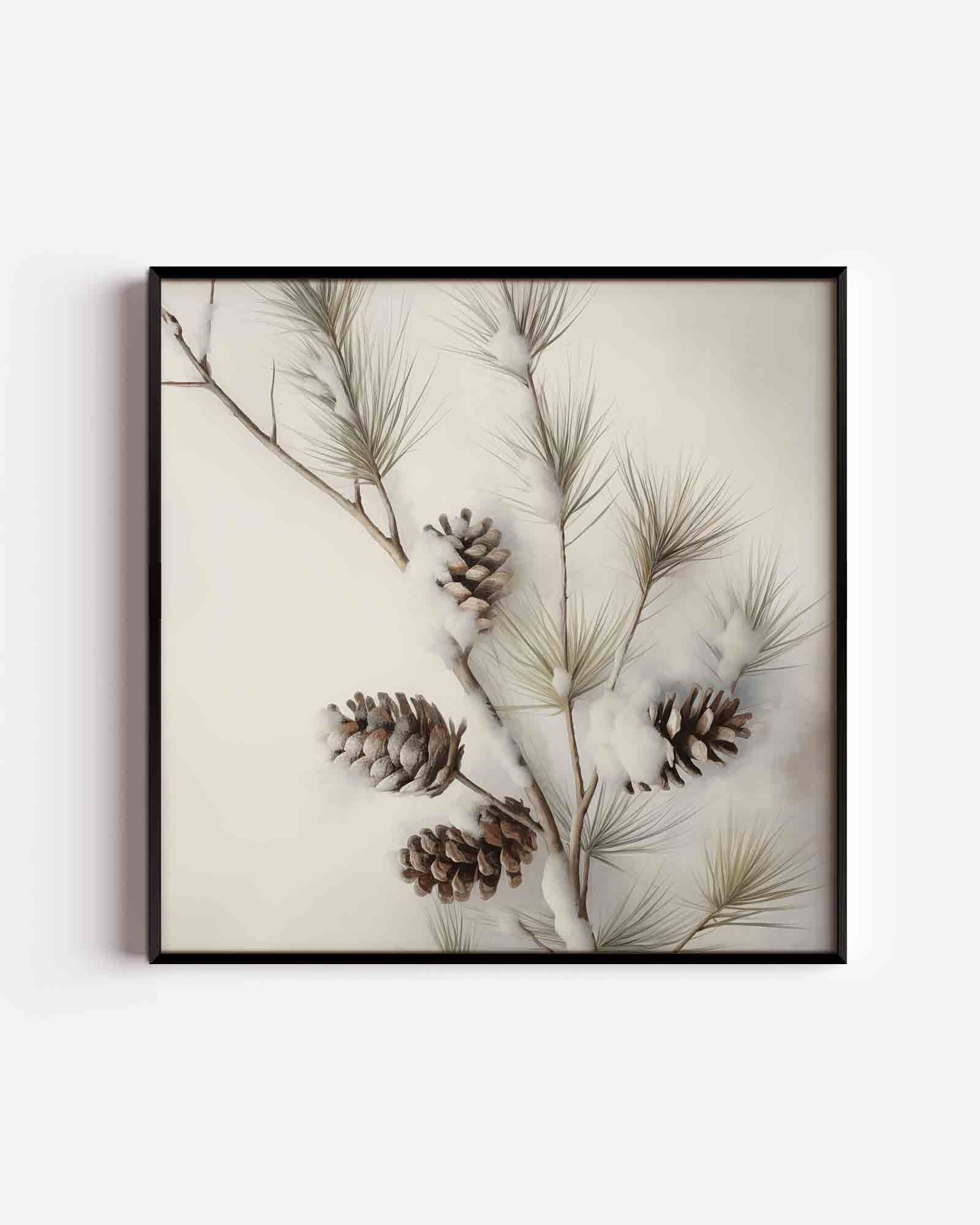 Dennenappels met sneeuw Poster