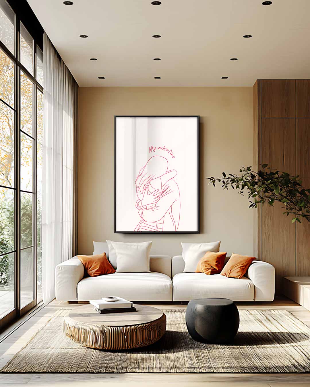 Valentijnsomhelzing Silhouet Kunstwerk-canvas-dibond-plexiglas-wanddecoratie-WallArtistic