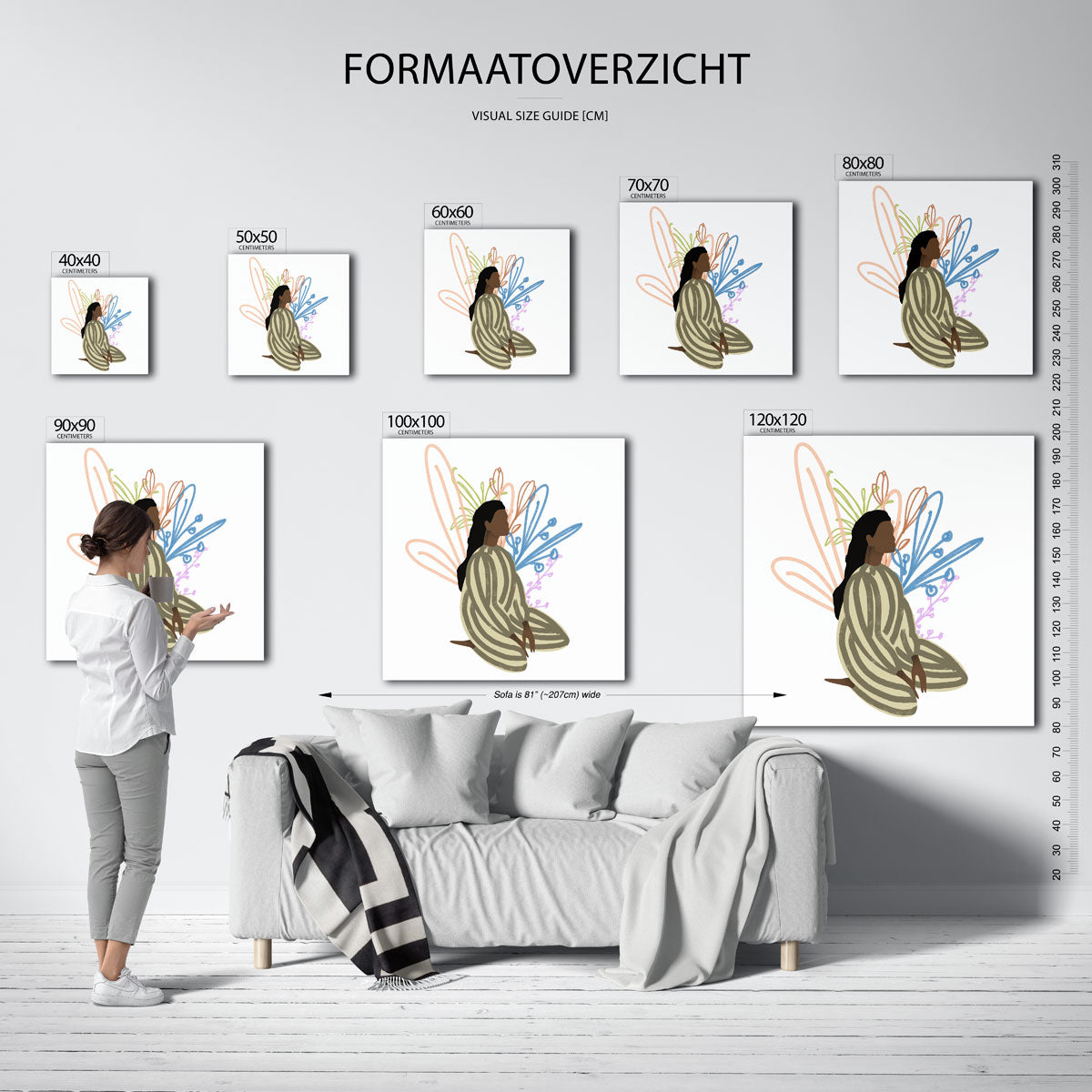 Zittende figuur met kleurrijke vormen Poster
