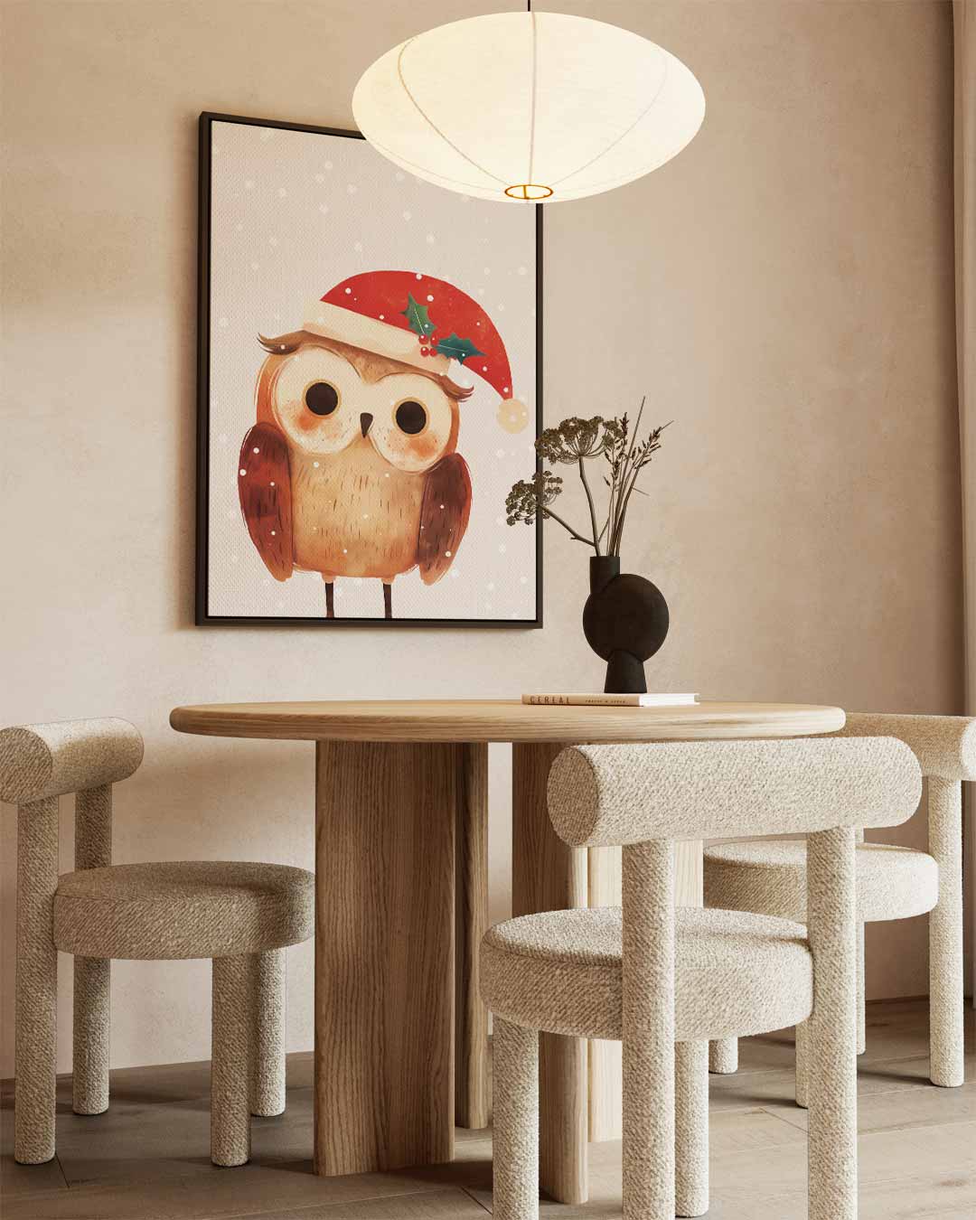 Kerst Uiltje Illustratie Kunstwerk-canvas-dibond-plexiglas-wanddecoratie-WallArtistic