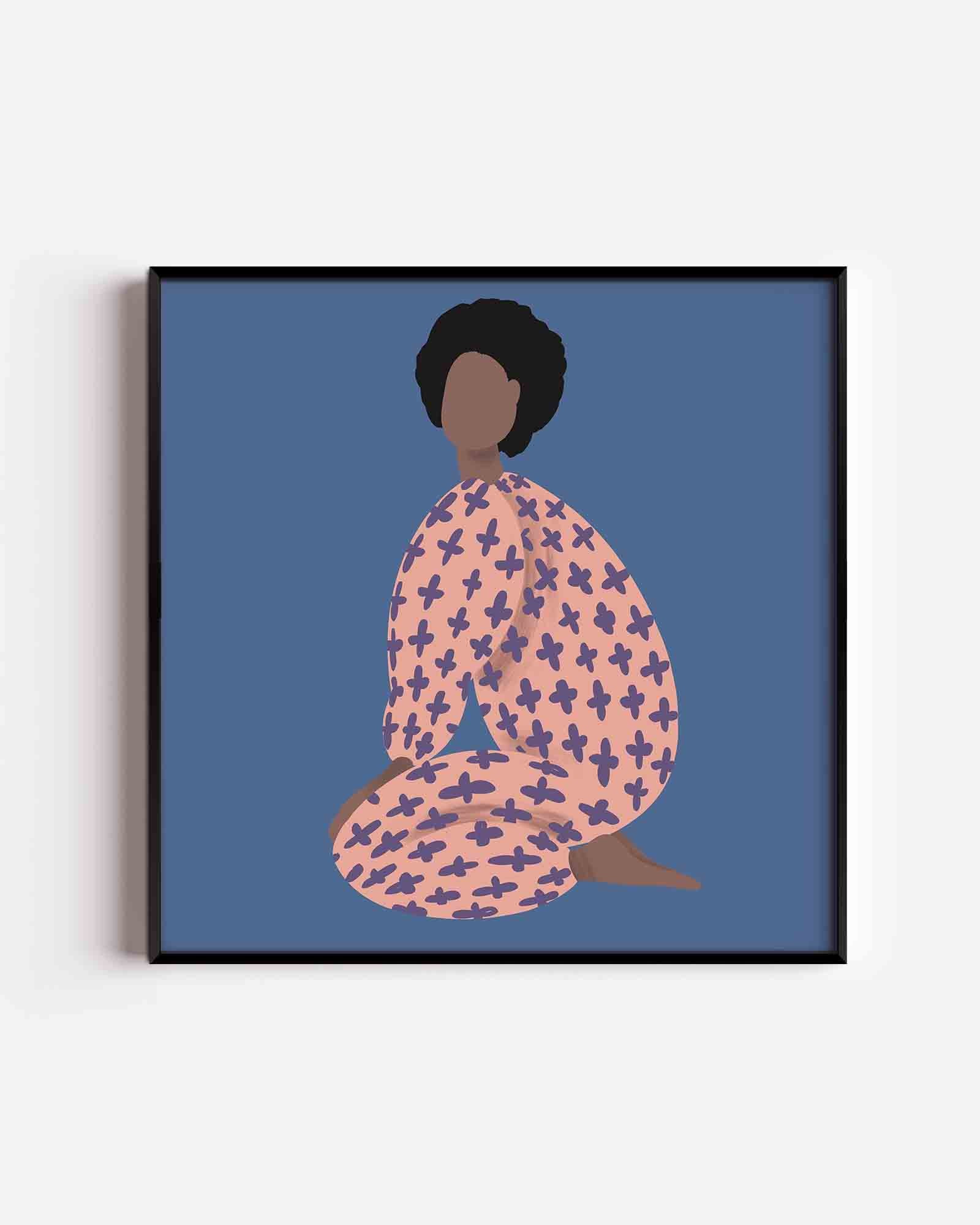 Zittende figuur met patroon Poster