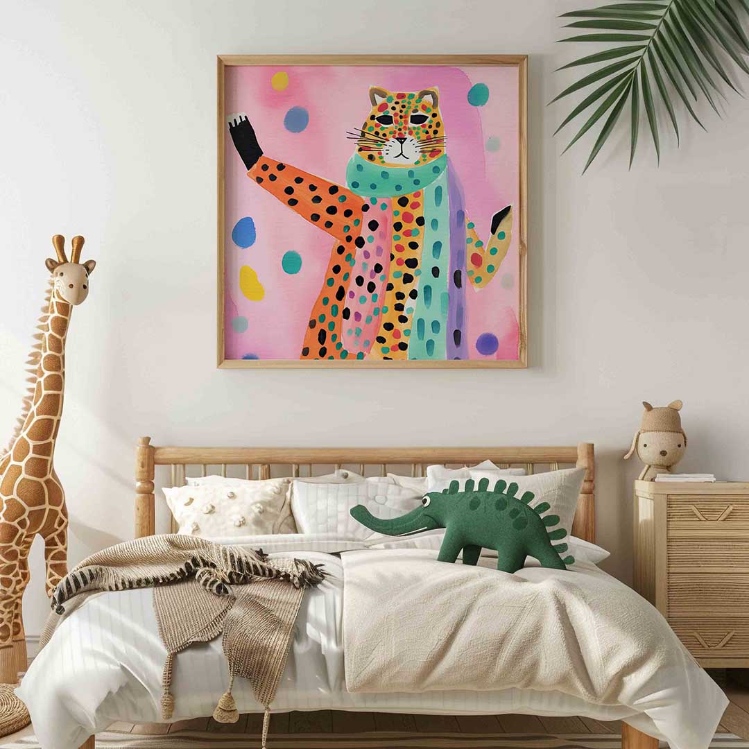 Luipaard met sjaal Poster