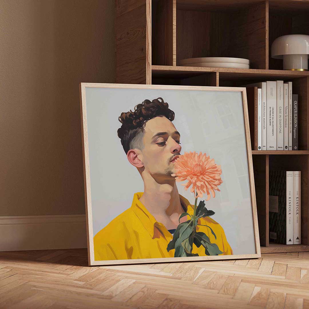 Man met bloem Poster