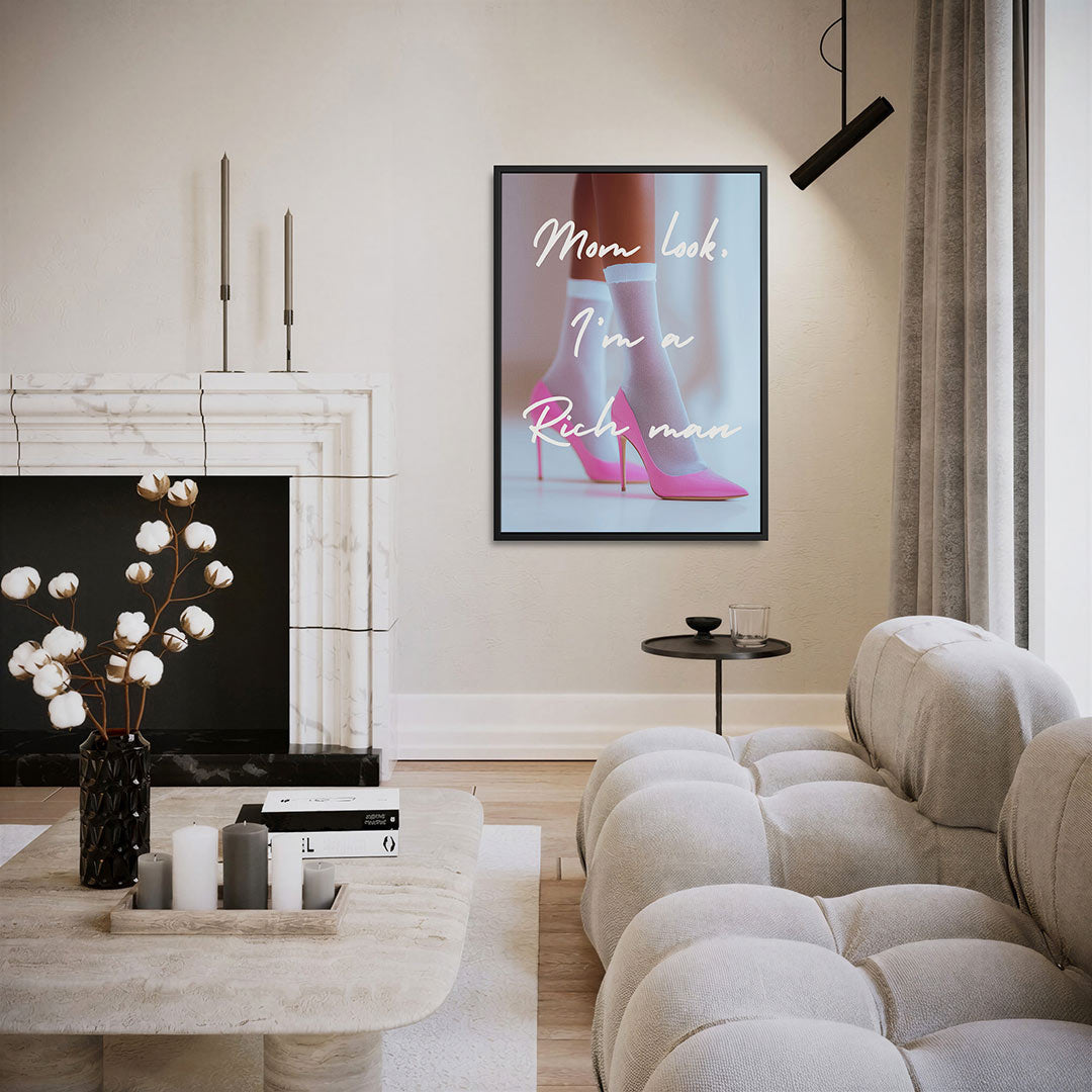 Roze hakken statement Kunstwerk