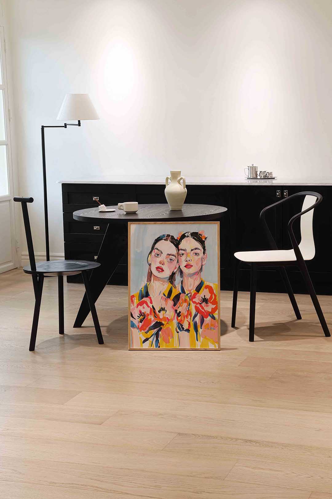 Twee vrouwen met bloemen Poster