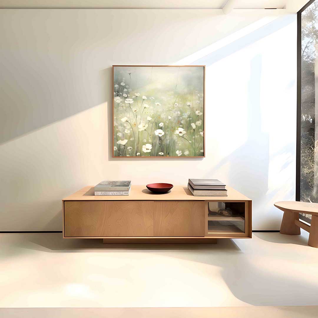 Witte bloemen Poster