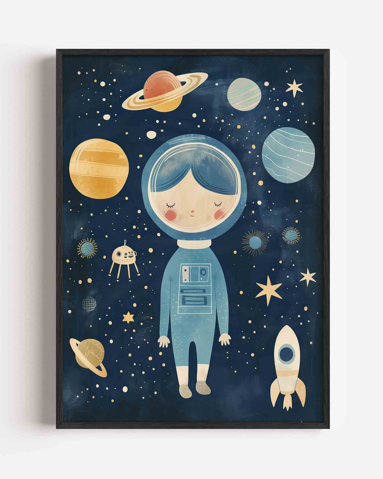 Astronaut en planeten Poster