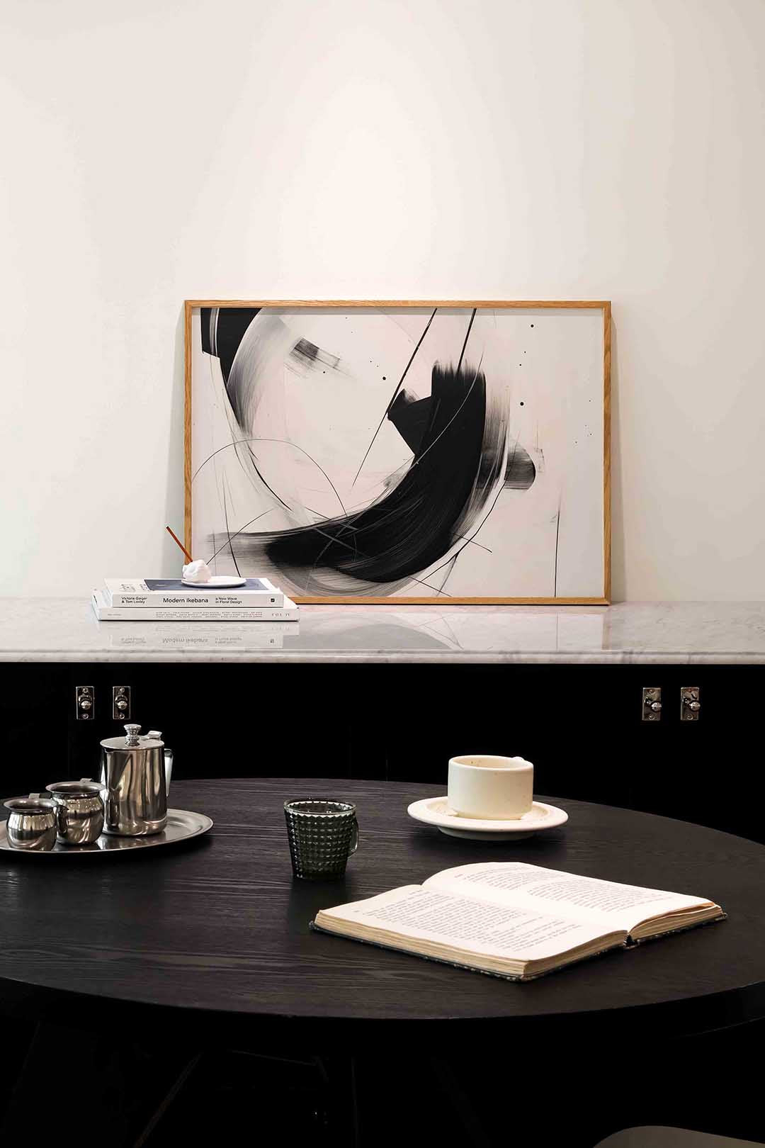 Abstracte zwarte en witte lijnen Poster