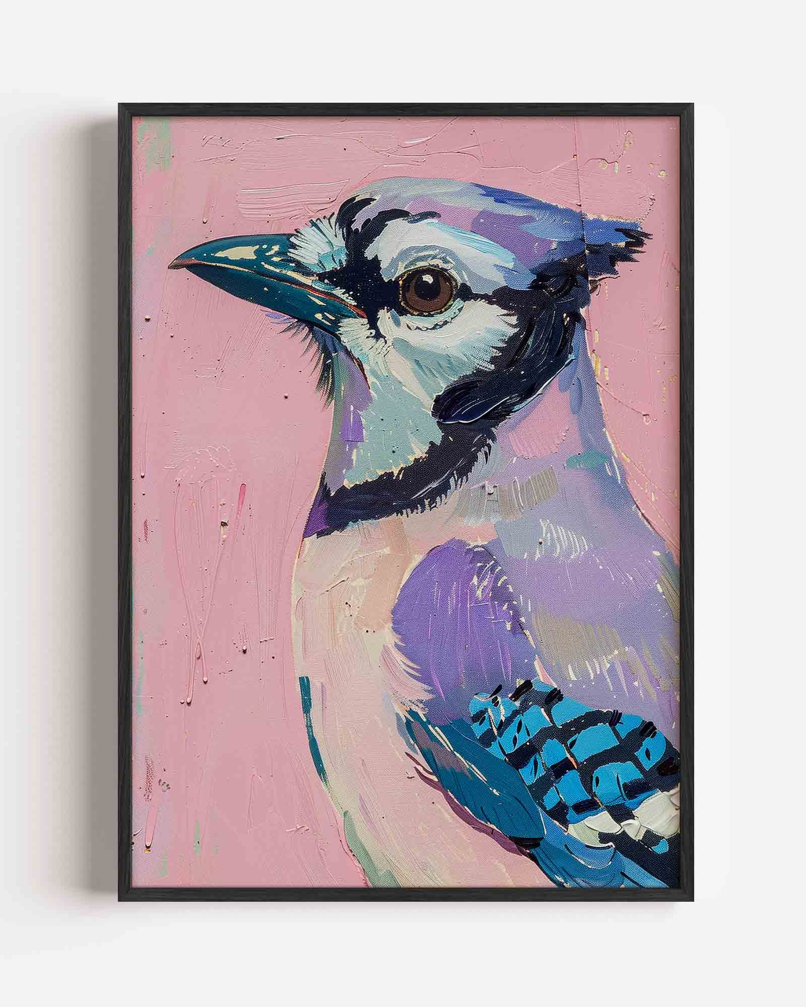 Vogel op roze achtergrond Poster
