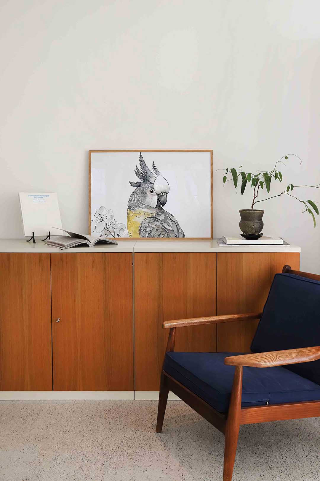 Papegaai met bloemen Poster