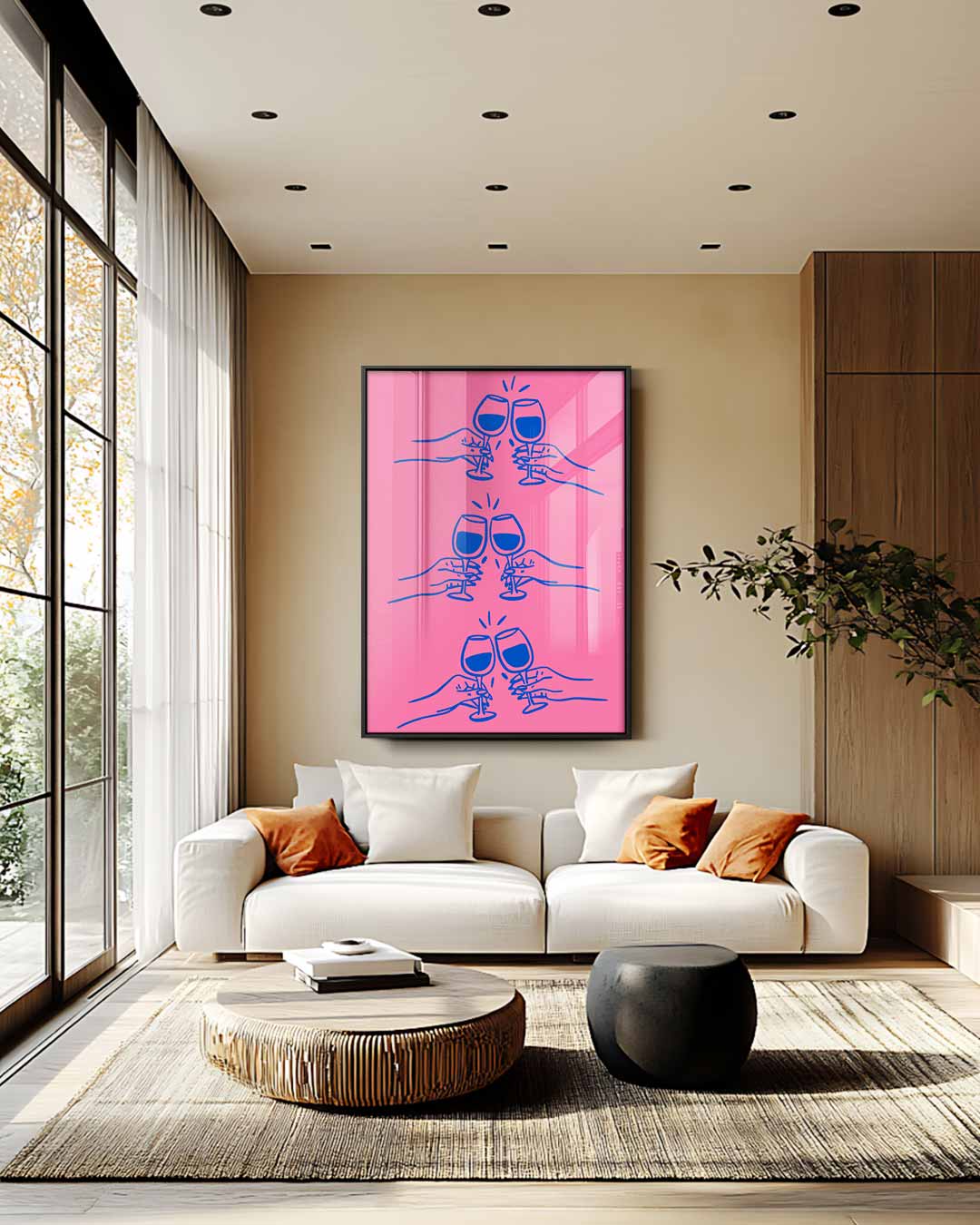 Kleurige Proostende Glazen Illustratie Kunstwerk-canvas-dibond-plexiglas-wanddecoratie-WallArtistic