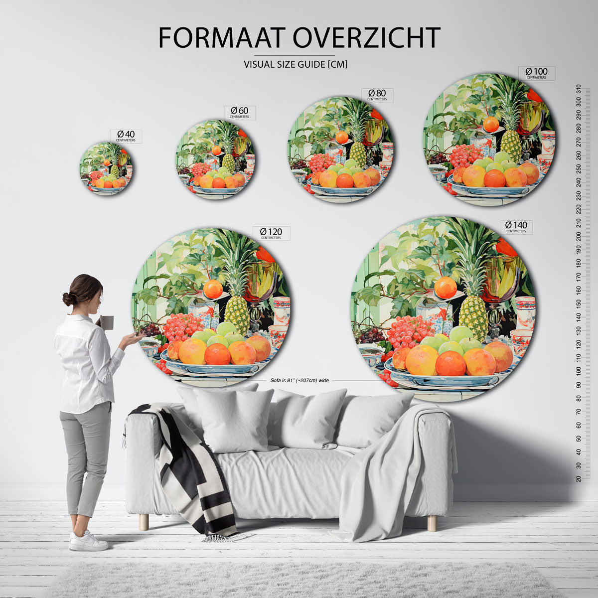 Fruit en servies Muurcirkel
