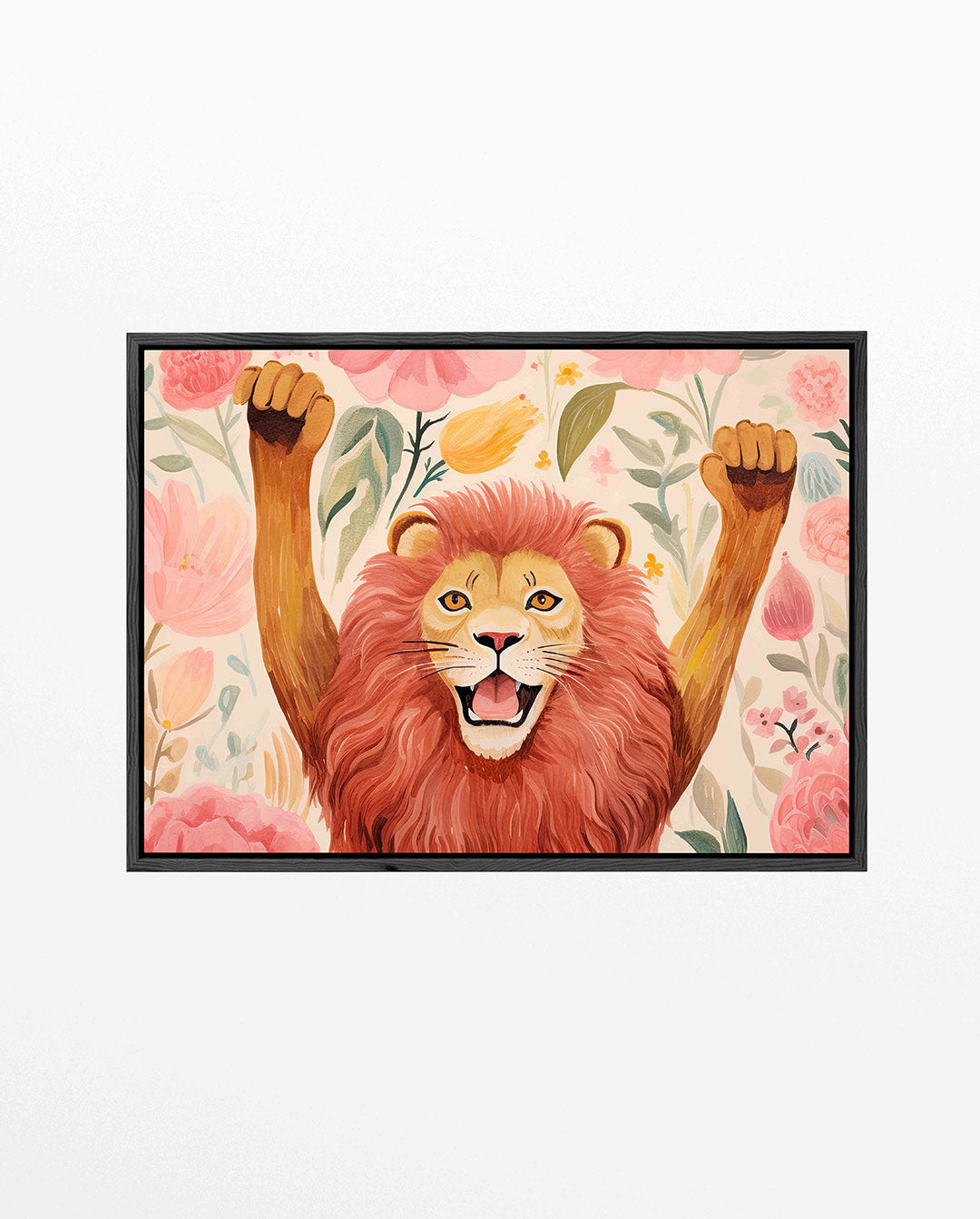 Leeuw en bloemen Kunstwerk